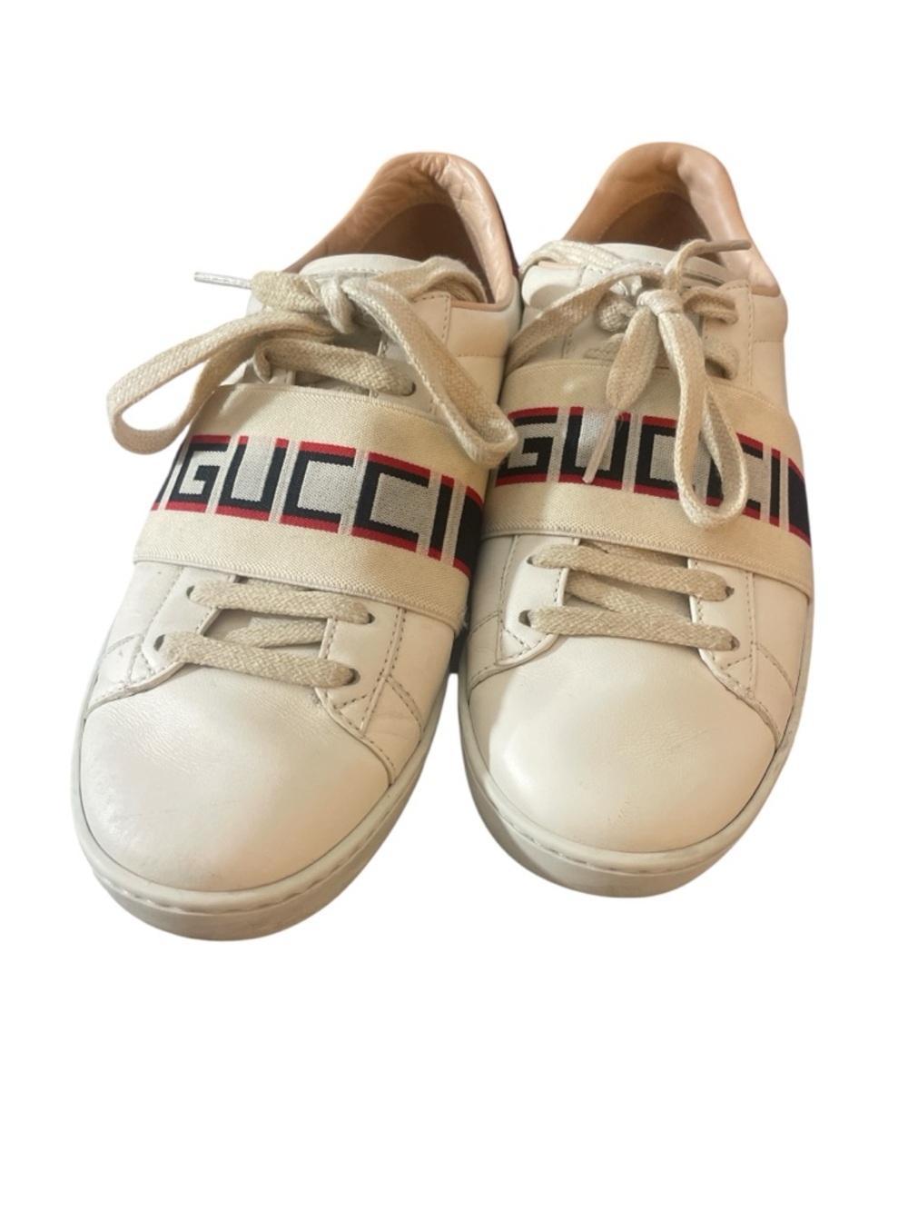 Gucci Wmns Ace 'Stripe Ivory'   Logo Strap 100% Authentic with box slight used - Picture 4 of 6